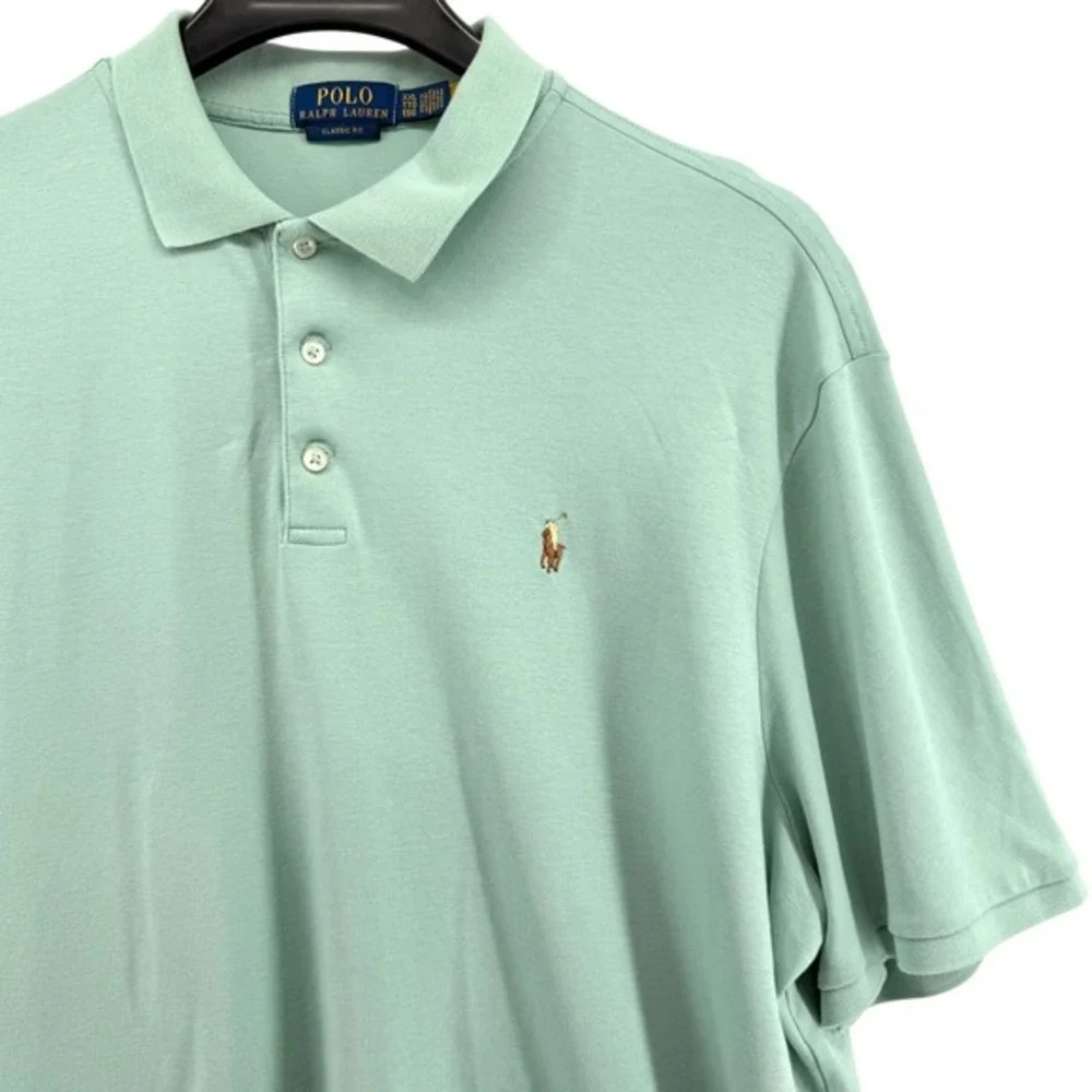 Polo Ralph Lauren Polo‎ Shirt Mens XXL Pre-Owned Jersey Green Classic Fit Cotton